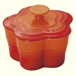 ル・クルーゼ Le Creuset  ラムカン・フルール（蓋付き） オレンジ