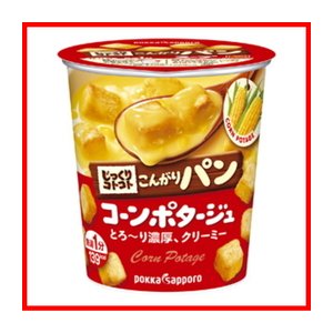 【まとめ買い】ポッカサッポロ じっくりコトコト こんがりパン コーンポタージュ （カップ） 32.2g×24カップ（4ケース）