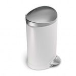 シンプルヒューマン(simplehuman) ミニセミラウンドカン 6L ホワイト【ごみ箱】