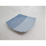 【まとめ買い】白山陶器 重ね縞 反角中皿 16.5×16.5cm 3枚組