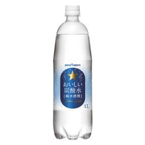 【まとめ買い】ポッカサッポロ おいしい炭酸水 ペットボトル 1.0L 12本入り（1ケース）