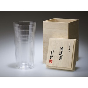 松徳硝子 うすはり 酒道具 （タンブラー5種入り） 特製木箱入り - 拡大画像