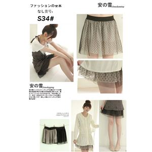 JELLYモデルドット柄シフォンスカートS34 グレー