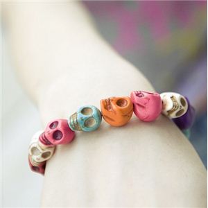 カラフルどくろのブレスレット C030702n