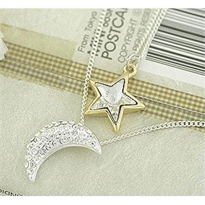 ネックレス bs009210 三日月と星の2連ネックレス