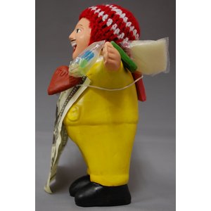【エケコ人形19cm】L サイズのエケコ人形・色はイエロー（黄色） （ペルー直輸入） - 拡大画像