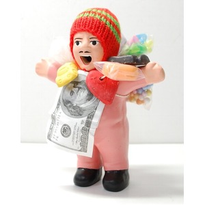 【エケコ人形15cm】桜・うすピンク色　女性に人気！★今だけ！ワイルーロの実　プレゼント中！（ペルー直輸入） - 拡大画像