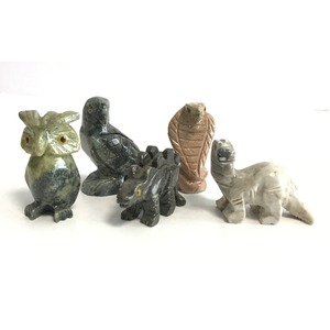 【ミニ動物　アニマルの置物5点セット】T01　天然石　ソープストーンのお守り　動物の形したミニチュア　ハンドメイド彫刻　ペルー製  商品写真2