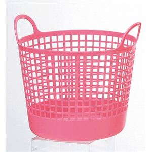 ランドリーバスケット ラウンドバスケット ピンク 商品画像