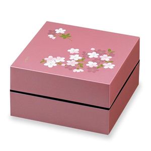 お重・お弁当箱 ランチボックス 宇野千代 オードブル重 2段 あけぼの桜 ピンク - 拡大画像