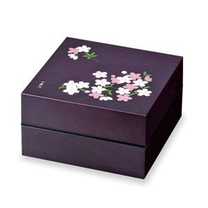 お重・お弁当箱 ランチボックス 宇野千代 オードブル重 2段 あけぼの桜 紫 - 拡大画像