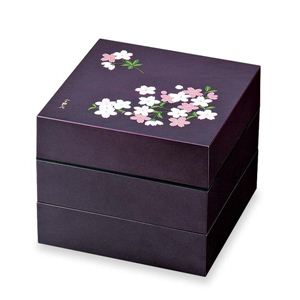 お重・お弁当箱 ランチボックス 宇野千代 オードブル重 3段 あけぼの桜 紫 商品画像