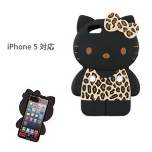 スケーター iPhone5ケース アイフォンケース シリコン ハローキティ ヒョウ柄ブラウン