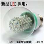 一般家庭用E26規格 取替え簡単 高出力LED使用 E26LED69灯電球 1個