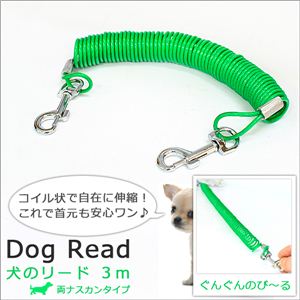 コイル状で自在に伸縮！足がリードに絡まない！ぐんぐんのび～る犬のリード／3m 1点