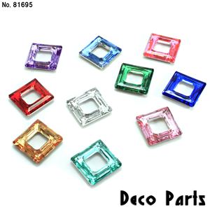 アクリル樹脂 ラインストーン四角20mm 全10色 50入り ライトピンク 1袋／50個入