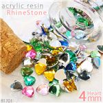 高品質！高透明度 ラインストーン クリアハート4mm／アクリル樹脂 1袋500入り ピンク