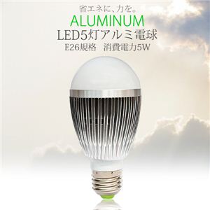 アルミボディでしっかり放熱。安心。安全 LEDアルミ電球 E26 5W 1点