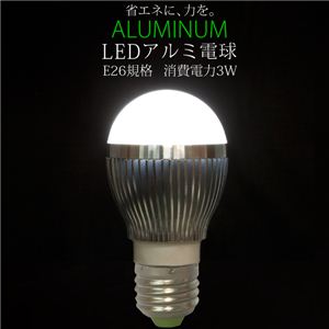 アルミボディでしっかり放熱。安心。安全 LEDアルミ電球 E26規格 3W／節電対策に 1点