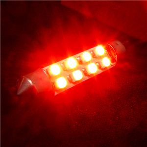 12V高輝度SMD-LED採用 8連LEDルームランプ球 （赤・黄） 赤 1点 - 拡大画像