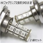 H4フォグランプ交換用SMD18連LEDバルブ2個セット 青／緑／赤／白／黄 白1点