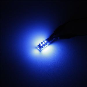 高密度搭載型LED T10ウェッジ SMD LED13連シングル球 2個セット （青・白・緑・赤・黄） 青1点 - 拡大画像