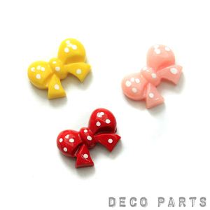 樹脂パーツ 水玉柄のリボン 全3色 【1袋／30入】 ピンク 【1袋／30入】