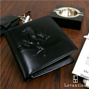 馬のデザインがシンプルでかっこいい!!Levantine浮き彫りデザイン ホースハイド 折財布 1点