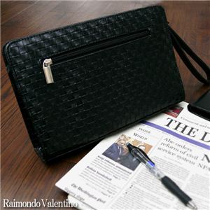 上品なメッシュ生地 Raimondo Valentino セカンドバッグ 茶・黒 黒 1点