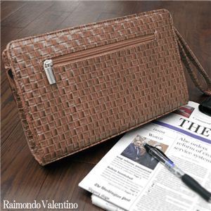 上品なメッシュ生地 Raimondo Valentino セカンドバッグ 茶・黒 茶 1点