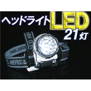 防災・アウトドア・夜釣りに 高輝度LED採用 LED21灯ヘッドライト 黒 1点 - 拡大画像