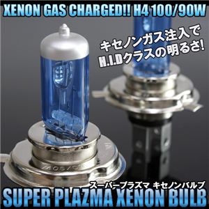 【強烈！発光】 これで車のボディーも綺麗に輝く H4規格100／90W スーパープラズマキセノンバルブ2本 1個 - 拡大画像