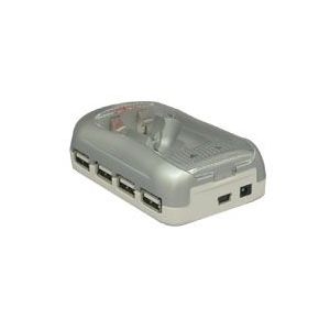アクロス USB2.0 4ポートHUB ニッカド充電機能付 シルバー AHB-PCS