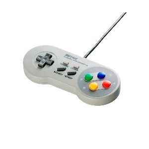 BUFFALO USBゲームパッド 8ボタン スーパーファミコン風 グレー BSGP801GY