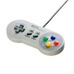 BUFFALO USBゲームパッド 8ボタン スーパーファミコン風 グレー BSGP801GY