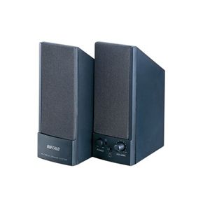 BUFFALO スピーカー 3.5mmミニプラグ接続 内蔵電源 ブラック BSPKMA01BKA