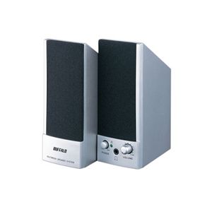 BUFFALO スピーカー 3.5mmミニプラグ接続 内蔵電源 シルバー BSPKMA01SVA