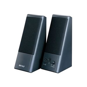 BUFFALO スピーカー 3.5mmミニプラグ接続 内蔵電源 ブラック BSPKMA10BKA