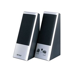 BUFFALO スピーカー 3.5mmミニプラグ接続 内蔵電源 シルバー BSPKMA10SVA