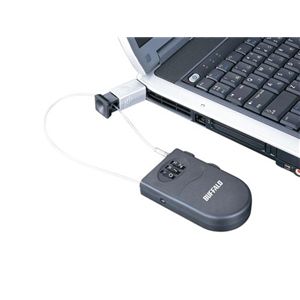 BUFFALO 防犯グッズ セキュリティワイヤー巻取りケーブル&アダプタ BSQ06A