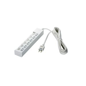 BUFFALO OAタップ 2ピン 6個口 雷サージ 個別スイッチ付 2.5m ホワイト BSTA26E25WH