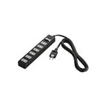 BUFFALO OAタップ 2ピン 6個口 雷サージ 集中スイッチ付 2.5m ブラック BSTA26F25BK