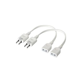 BUFFALO 電源延長ケーブル 2本セット 0.2m ホワイト BSTAE02WH2