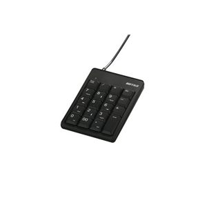 BUFFALO テンキーボード USBセツゾク 2ポートハブ付 19mmピッチ ブラック BSTKH02BK