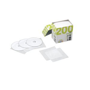 BUFFALO CD/DVD不織布ケース 片面収納タイプ 200枚入 ホワイト BSCD05H200WH