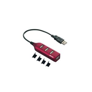 BUFFALO USB2.0Hub バスパワー 4ポート 延長ケーブル付 レッド BSHT4URD