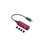 BUFFALO USB2.0Hub バスパワー 4ポート 延長ケーブル付 レッド BSHT4URD