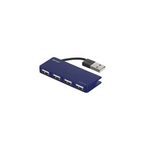 BUFFALO USB2.0Hub バスパワー 4ポート ケーブル収納タイプ ブルー BSH4U11BL