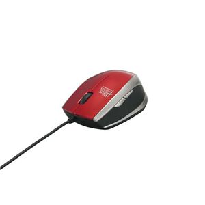 BUFFALO BlueLED有線マウス 超高感度 5ボタン USB レッド BSMBU02RD