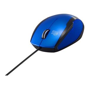 BUFFALO BlueLED有線マウス 超高感度 USB 横スクロール ブルー BSMBU05BL